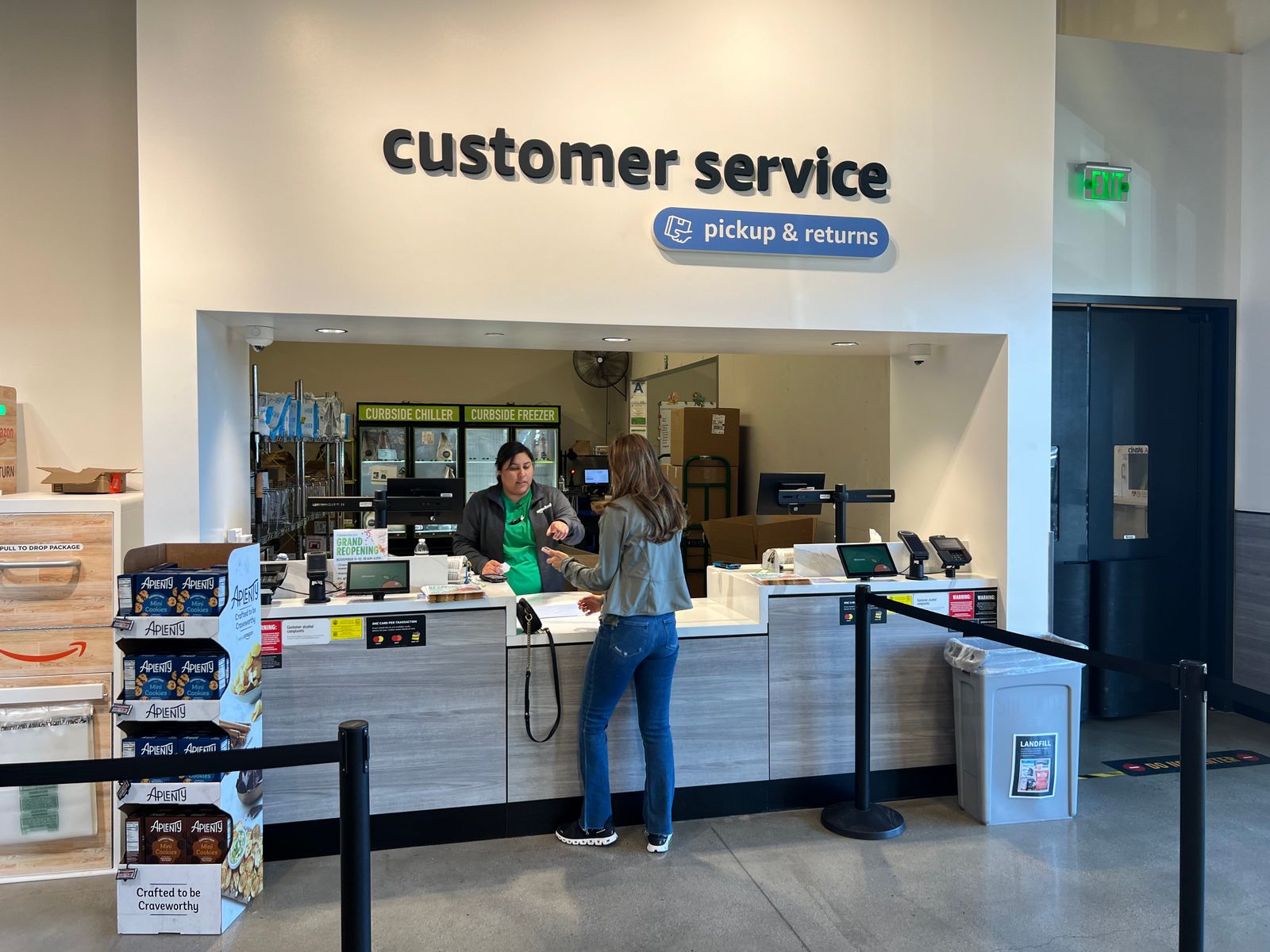 Customer service counter at the Amazon Fresh store in Woodland Hills, California.