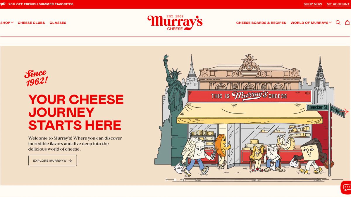 Murray's Cheese Website Homepage